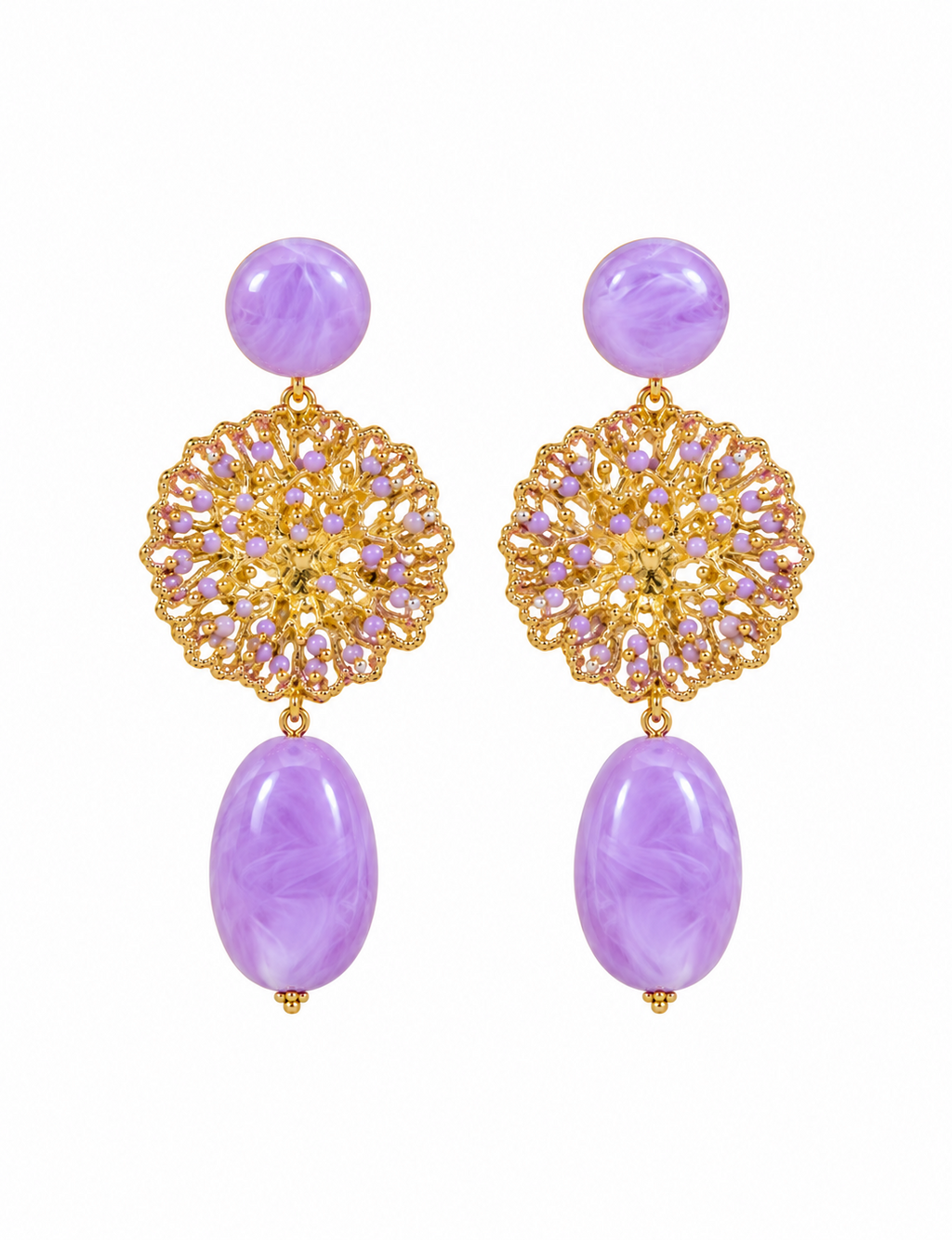 Pendientes mar lila para flamenca