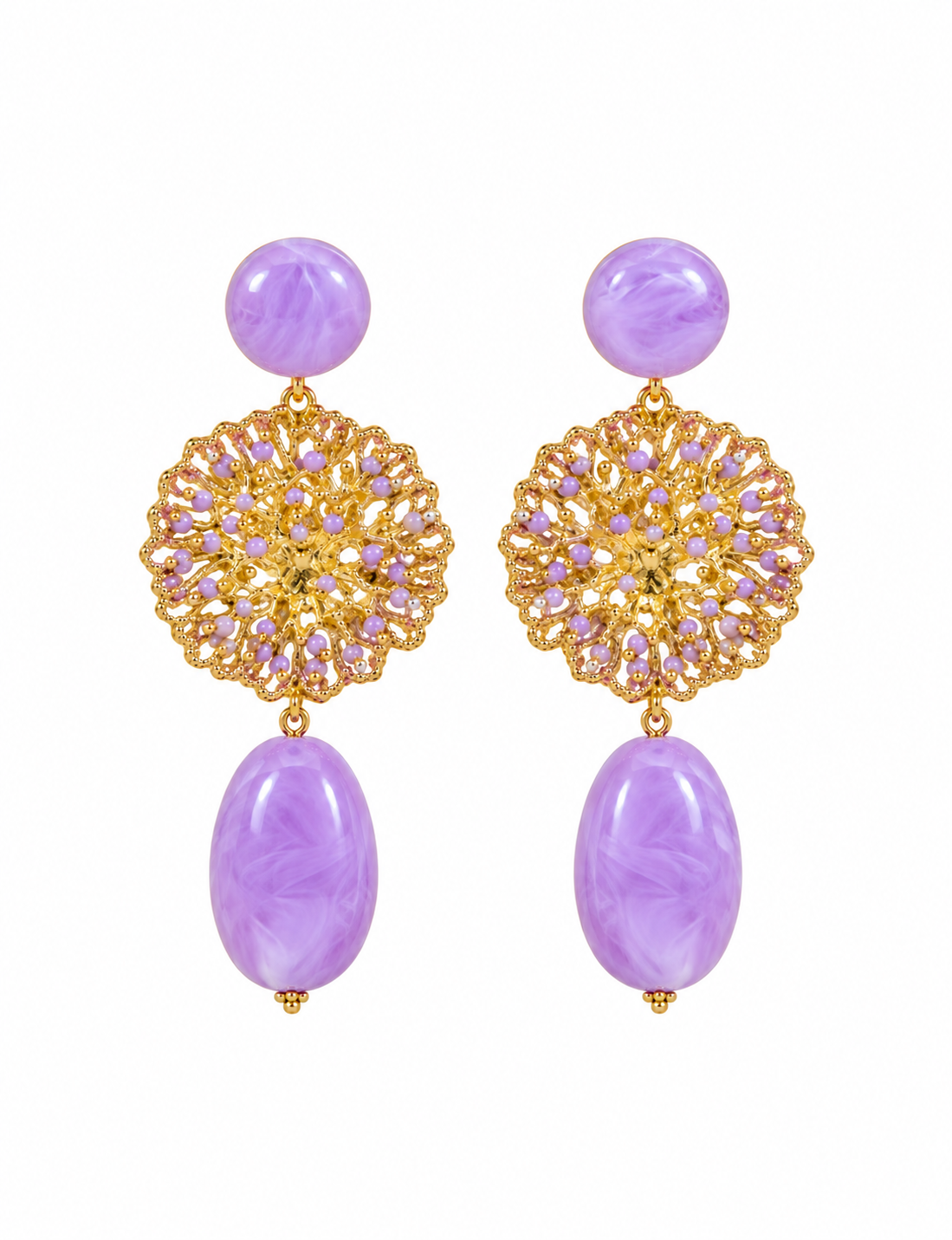 Pendientes mar lila para flamenca
