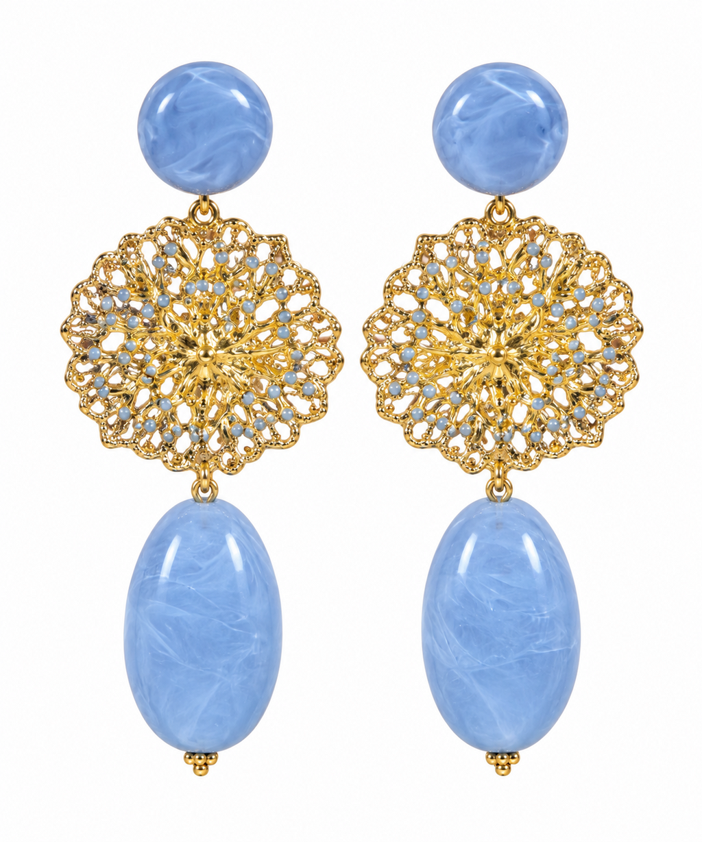 Pendientes mar celeste para flamenca