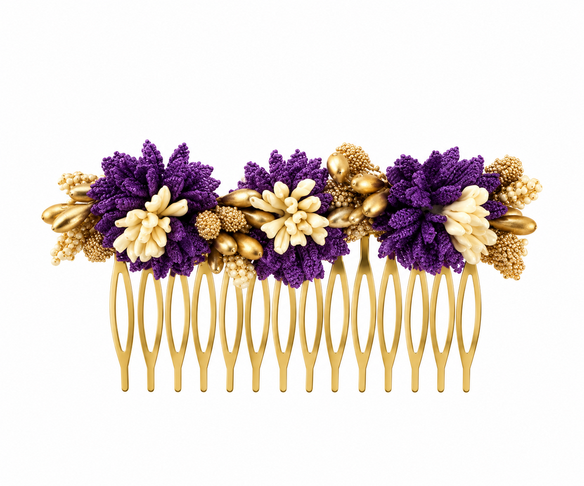 PEINA FLORES TELA MORADO