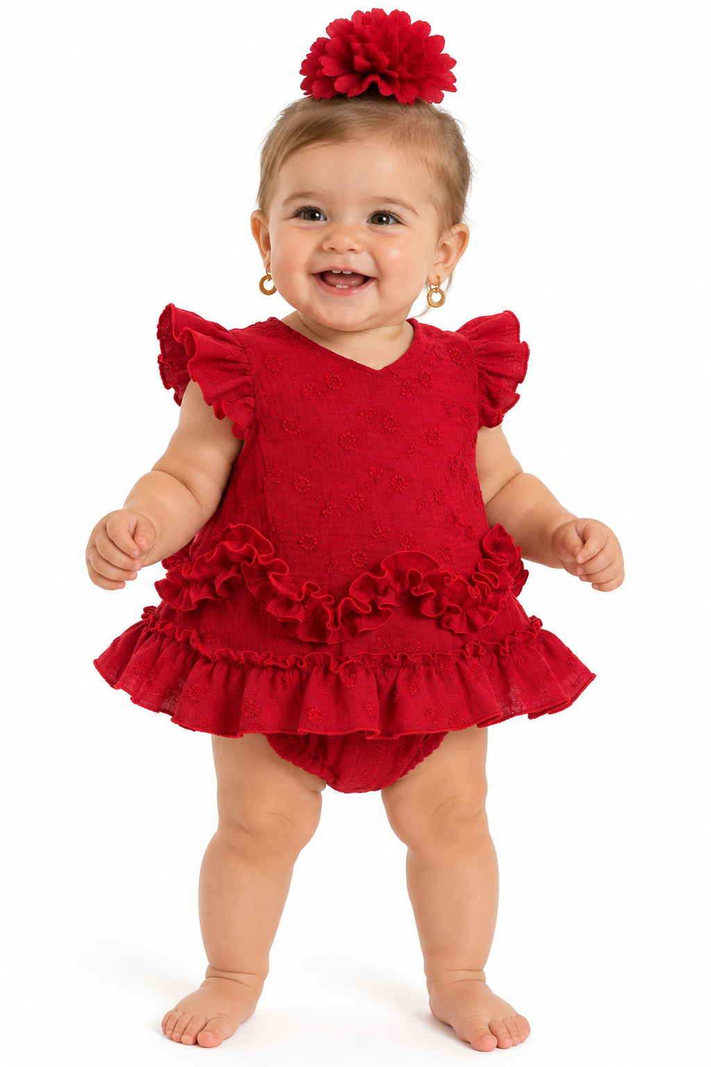 TRAJE FLAMENCA BEBE VEGA ROJO PERFORADO