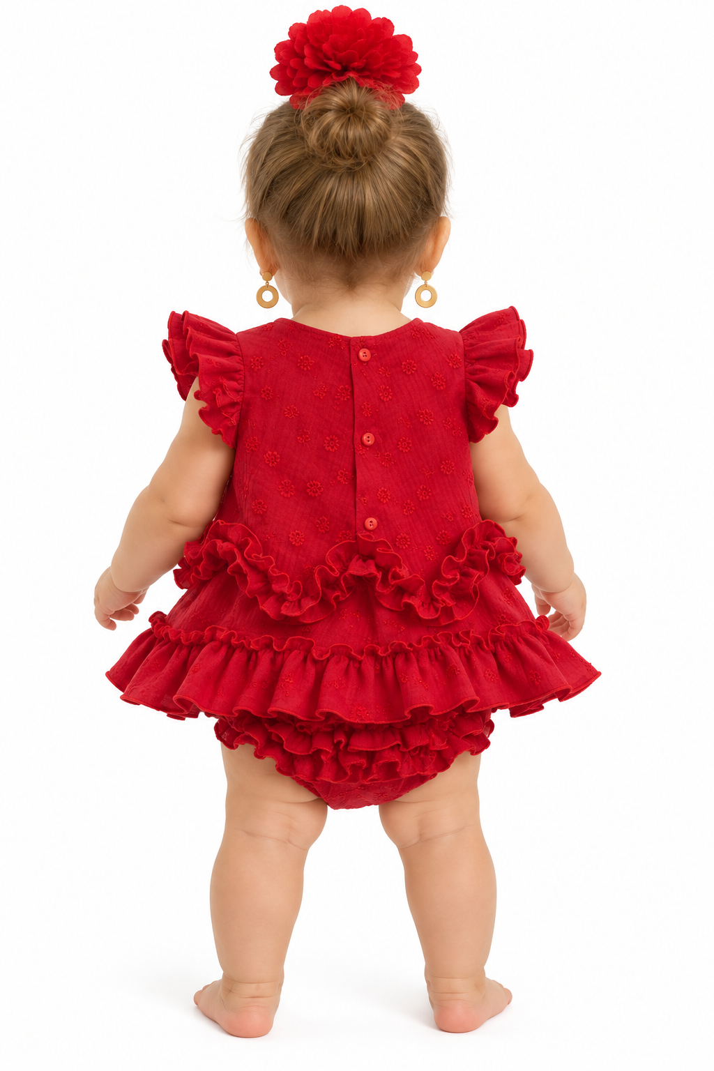 TRAJE FLAMENCA BEBE VEGA ROJO PERFORADO
