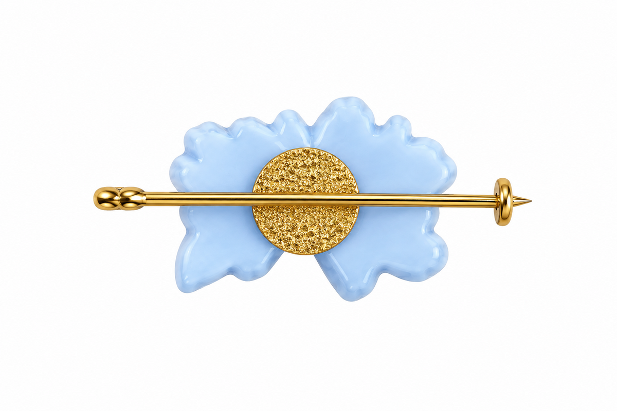 Broche flor celeste para niña flamenca, otra vista