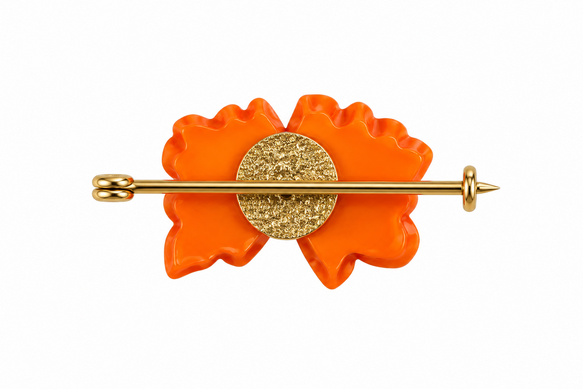 Broche flor naranja para niña flamenca, otra vista