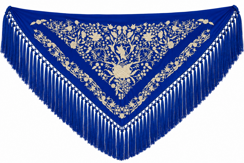 MANTON ALGODON LAURA AZULINA BORDADO BEIGE