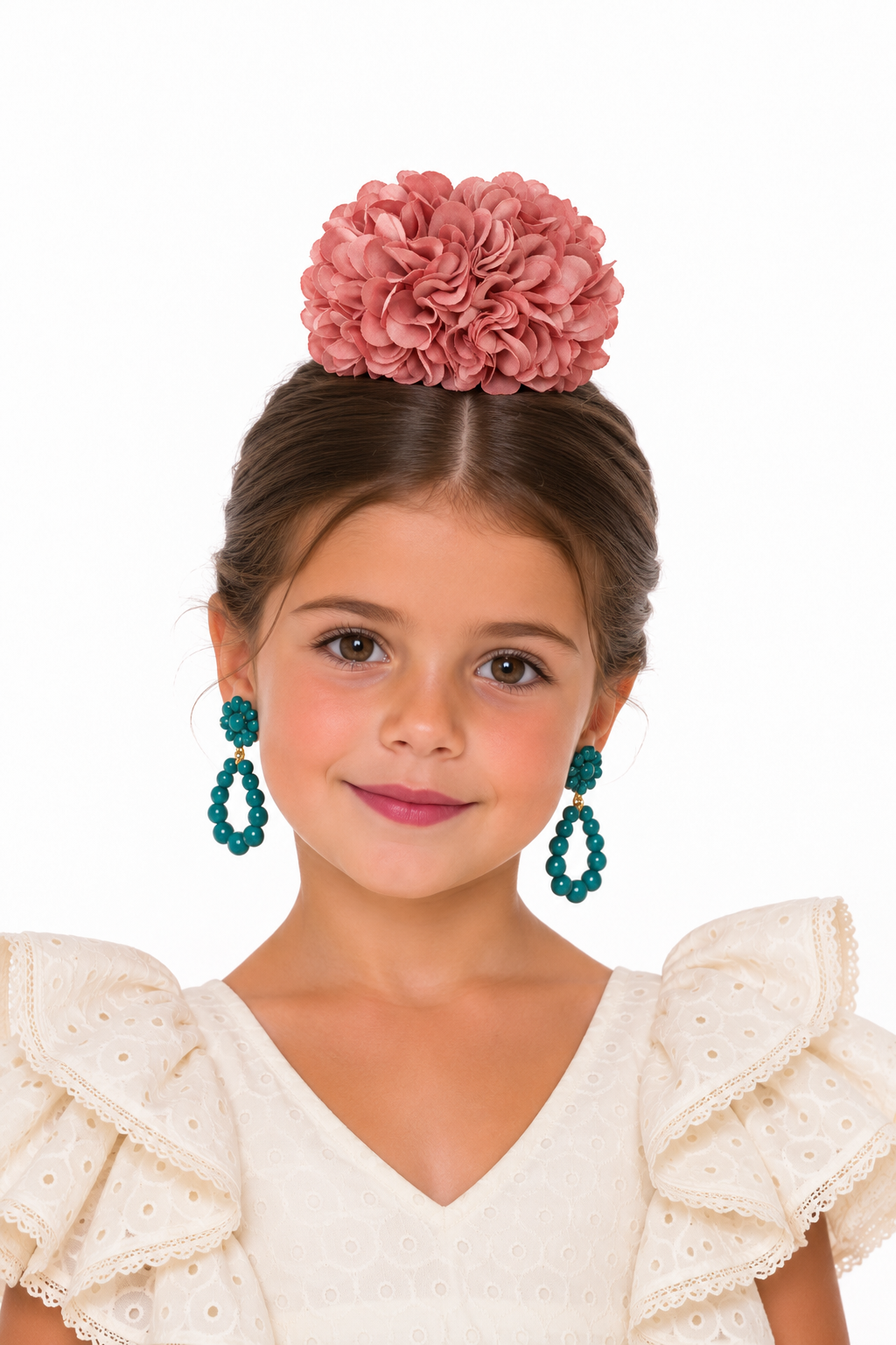 Ramillete pompón Lia maquillaje para niña flamenca, vista 3