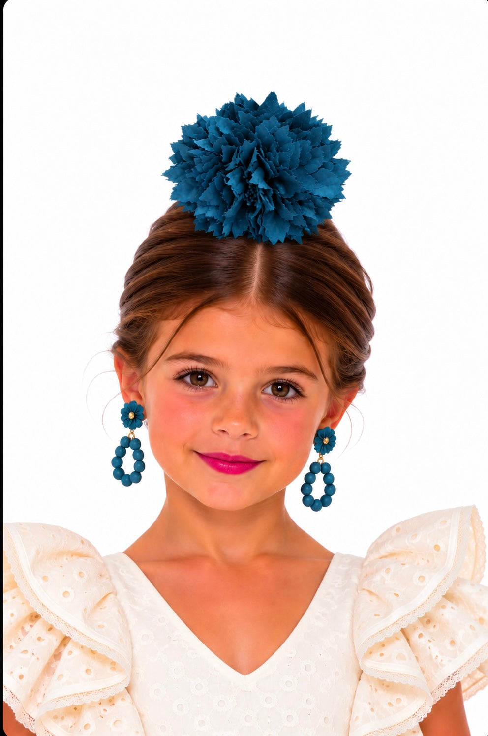 RAMILLETE NIÑA DALIAS AZUL PETROLEO
