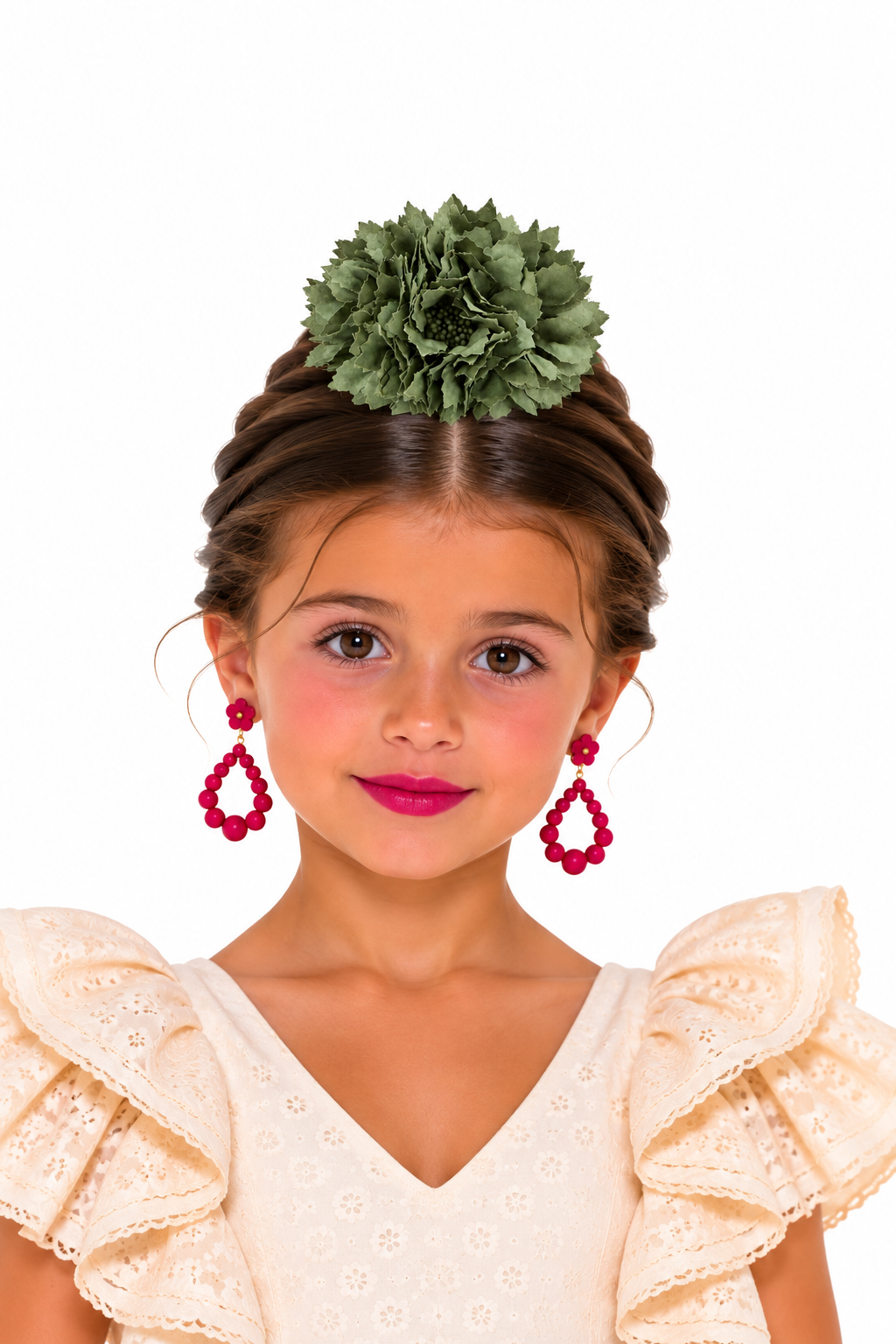 RAMILLETE NIÑA DALIAS VERDE OLIVA