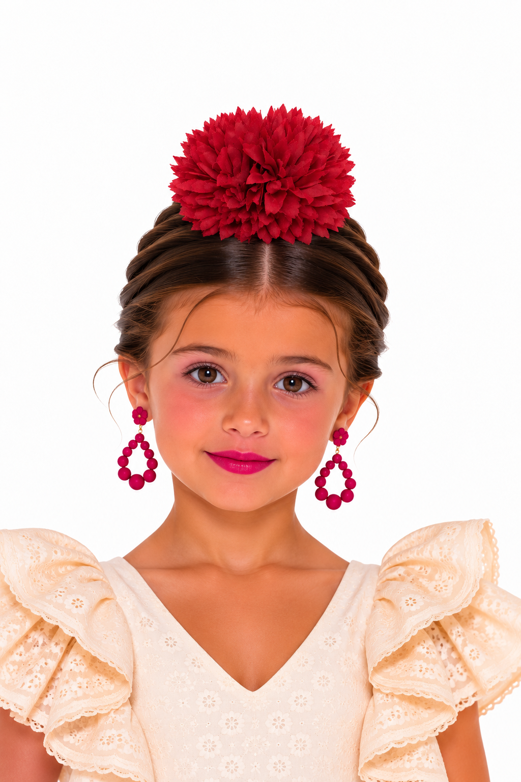 RAMILLETE NIÑA CRISANTEMOS ROJO
