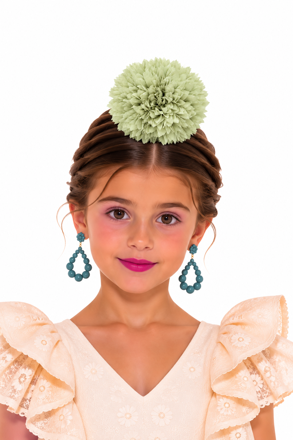 RAMILLETE NIÑA CRISANTEMOS VERDE