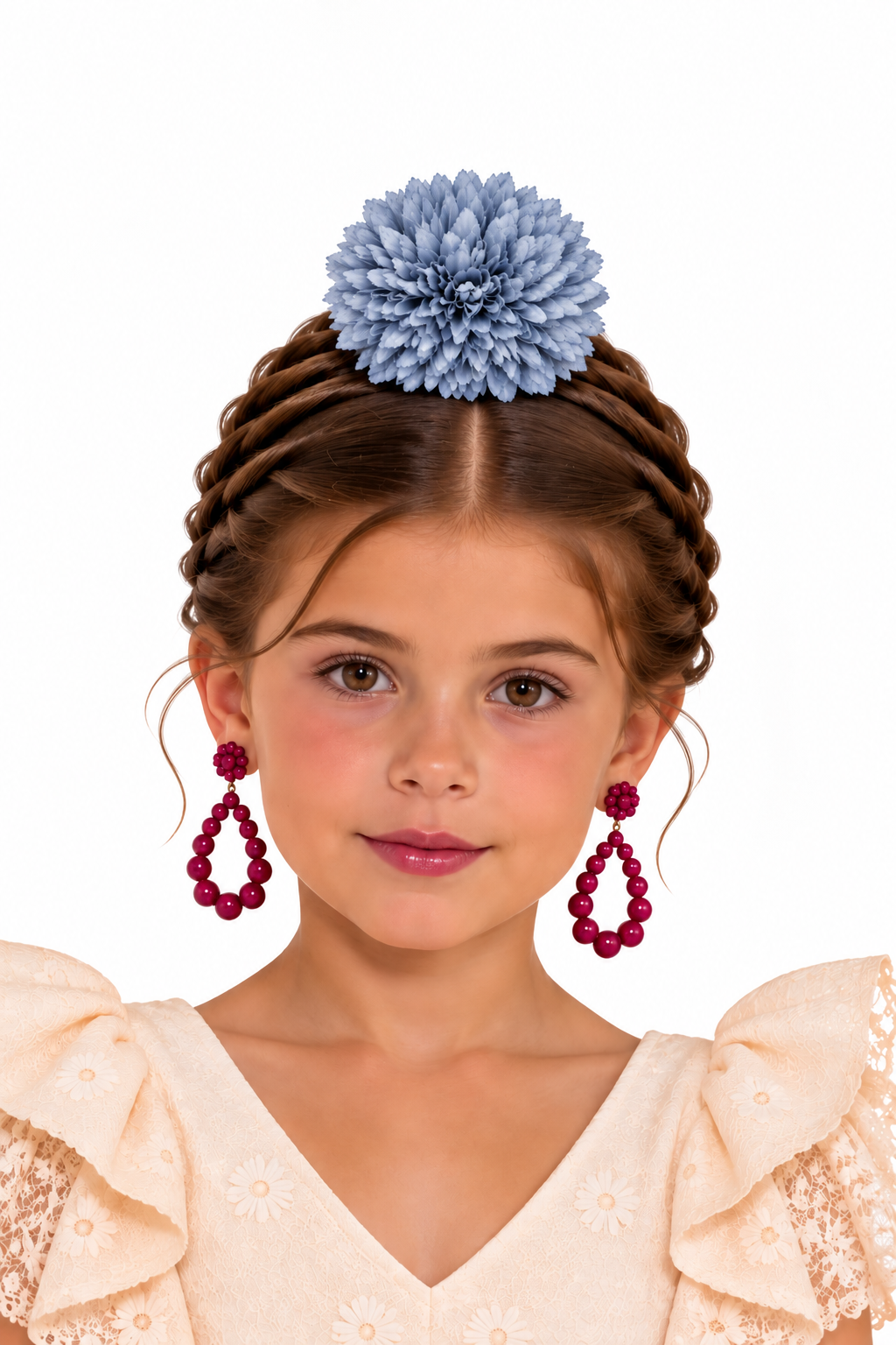 RAMILLETE POMPON NIÑA CELESTE