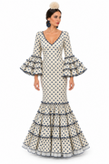 Traje de flamenca Huelva beige con lunares ducado