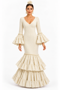 Traje de flamenca Carmeli plumeti beige