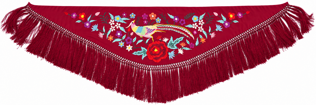 MANTON CRESPON NIÑA IRIS BURDEOS BORDADO MULTICOLOR