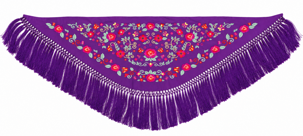 MANTON CRESPON NIÑA LUCIA MORADO BORDADO MULTICOLOR