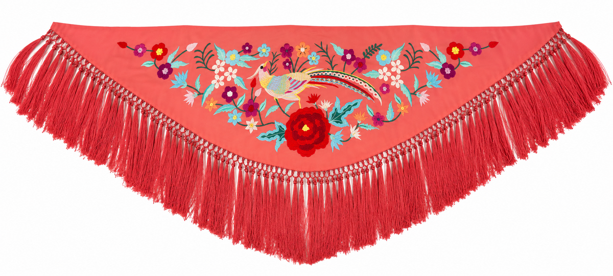 MANTON CRESPON NIÑA IRIS CORAL BORDADO MULTICOLOR