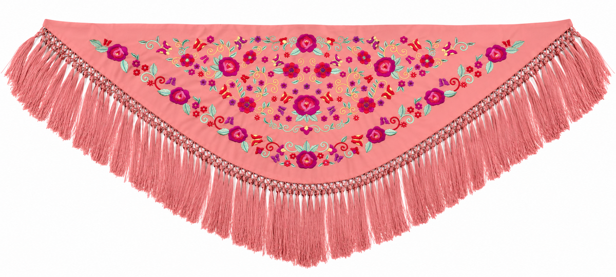 MANTON CRESPON NIÑA LUCIA CORAL BORDADO MULTICOLOR