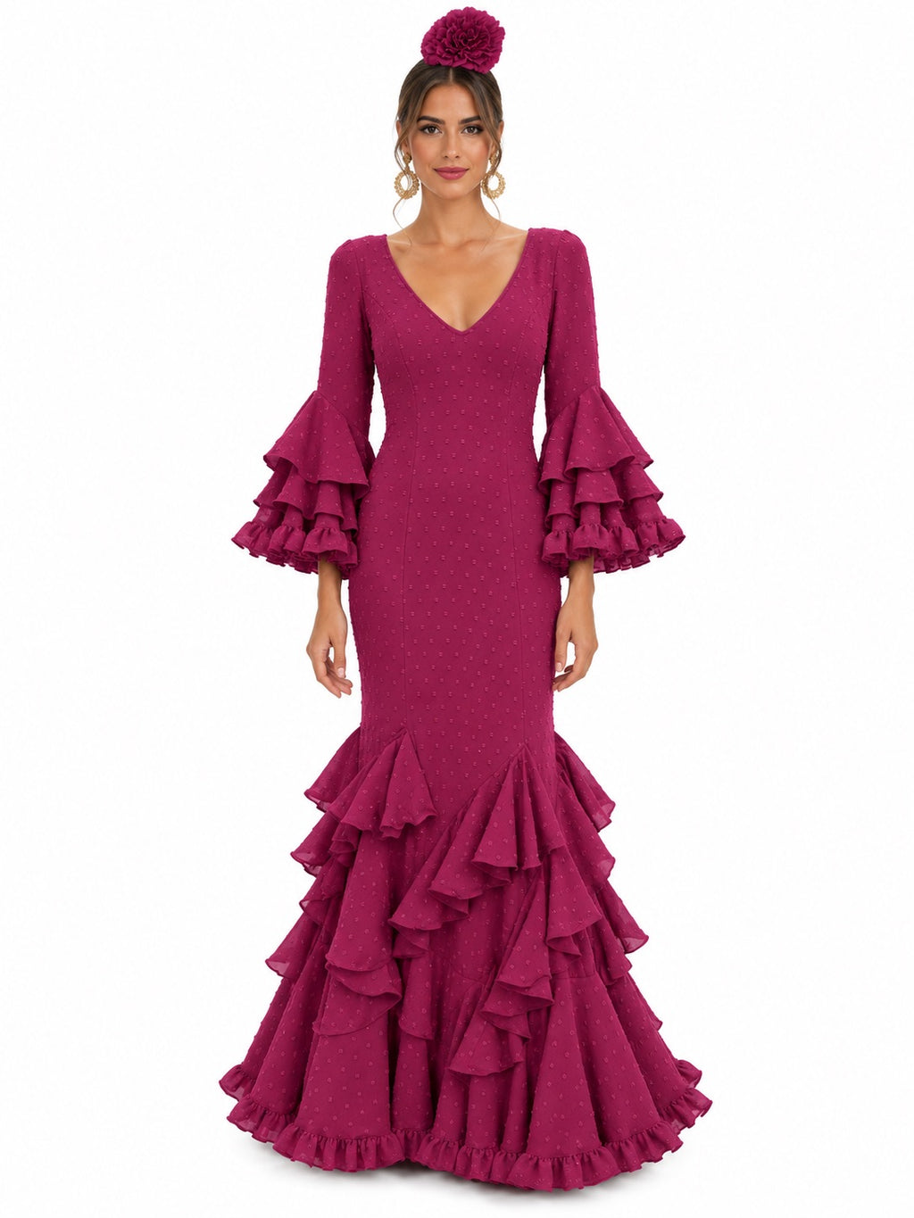 TRAJE FLAMENCA ALBAHACA PLUMETI BUGANVILLA