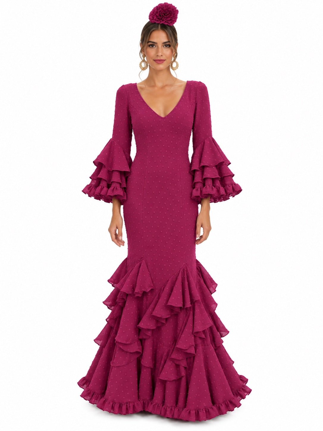 TRAJE FLAMENCA ALBAHACA PLUMETI BUGANVILLA