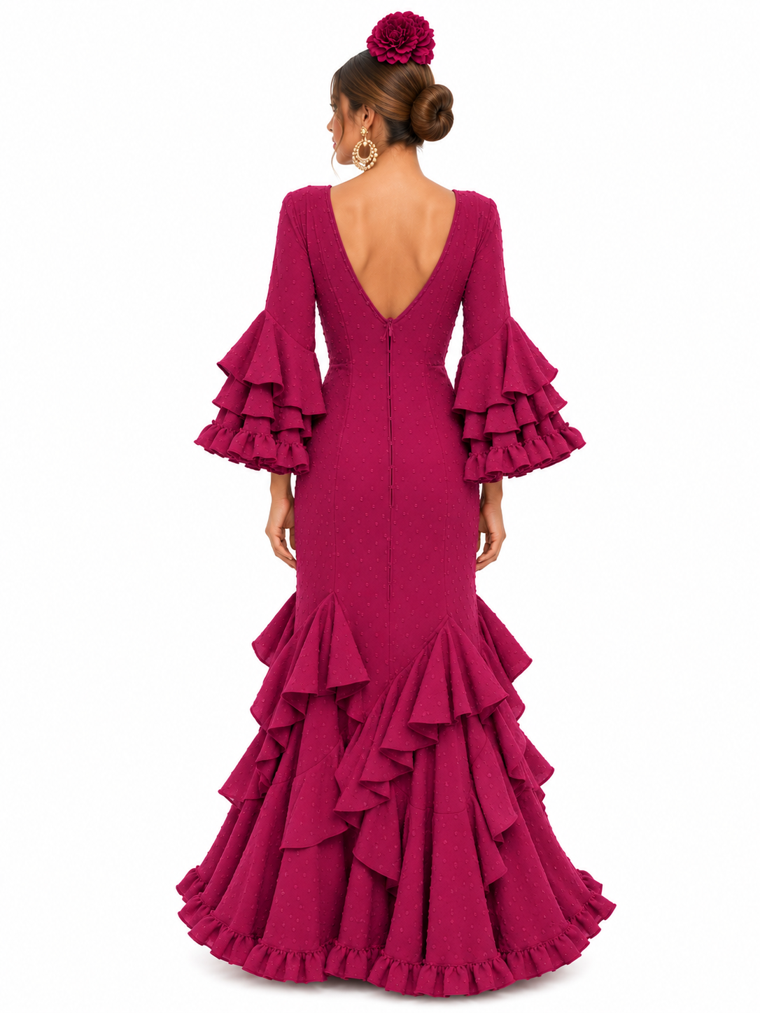 TRAJE FLAMENCA ALBAHACA PLUMETI BUGANVILLA