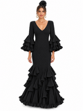 TRAJE FLAMENCA ALBAHACA PLUMETI NEGRO
