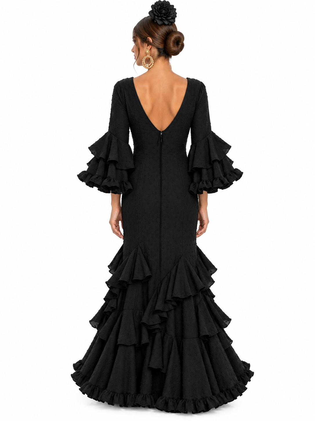TRAJE FLAMENCA ALBAHACA PLUMETI NEGRO