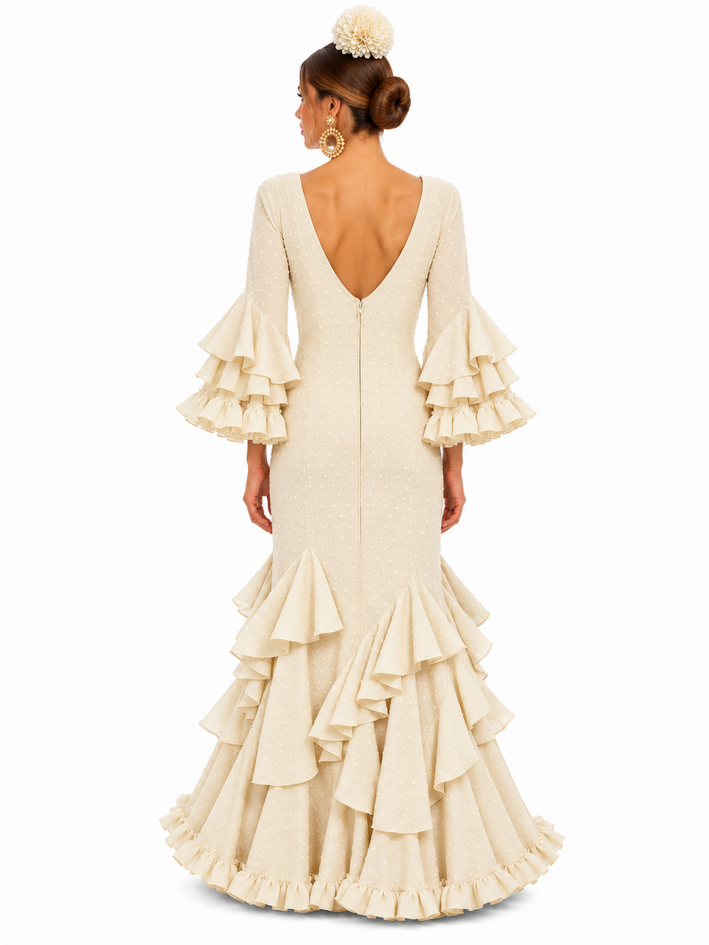 TRAJE FLAMENCA ALBAHACA PLUMETI BEIGE