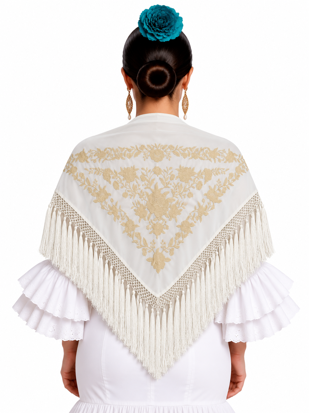 MANTON VISCOSA MARINA BLANCO BORDADO BEIGE