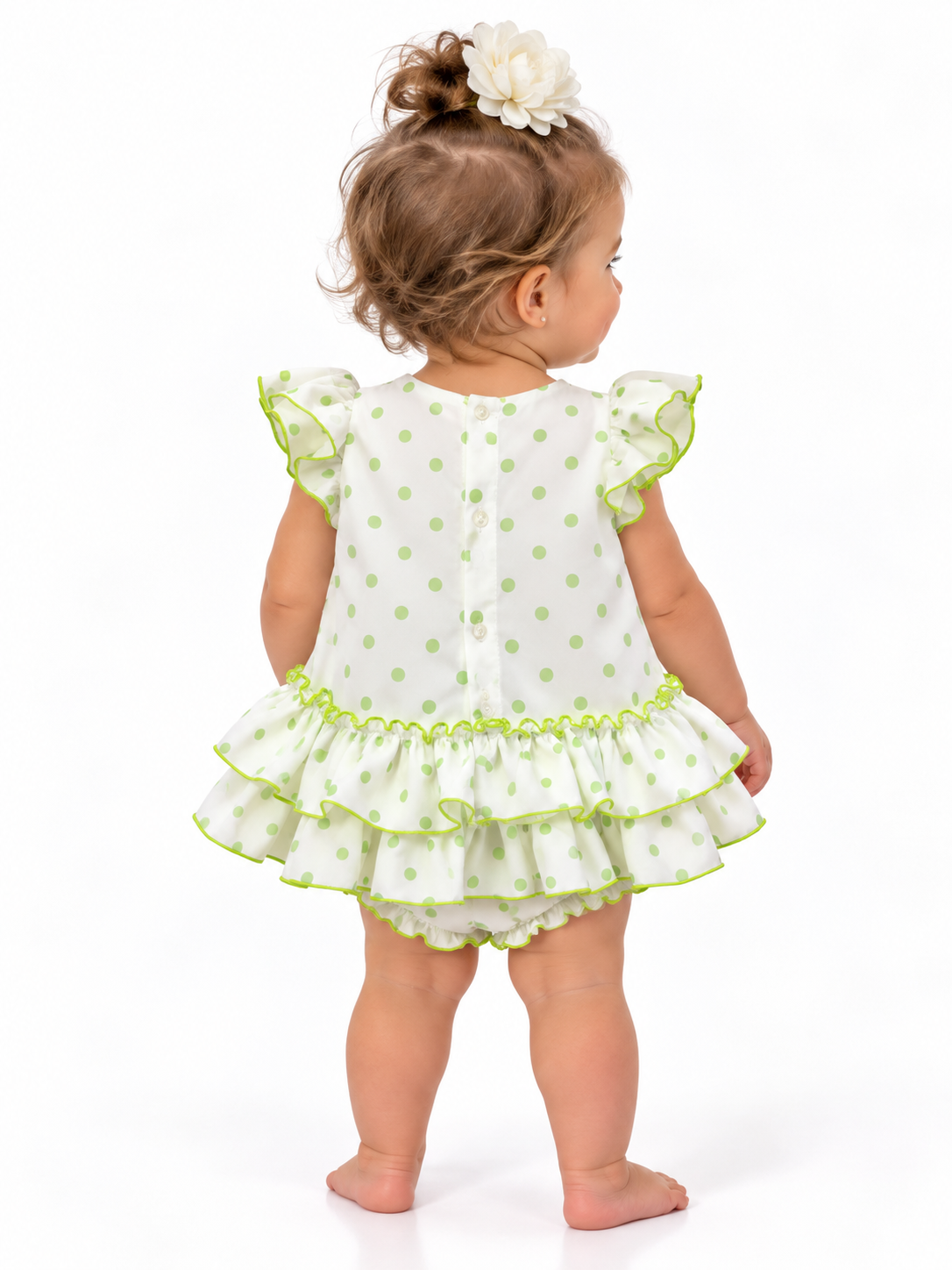 TRAJE FLAMENCA BEBE MARIQUILLA BLANCO LUNAR LIMA