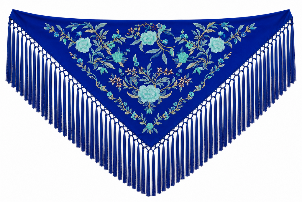 MANTON ALGODON REYES AZULINA BORDADO AZUL