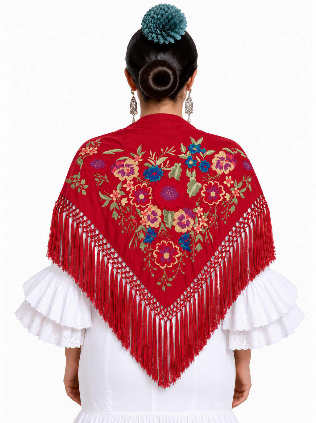 MANTON SEDA AGATHA ROJO BORDADO ROJO