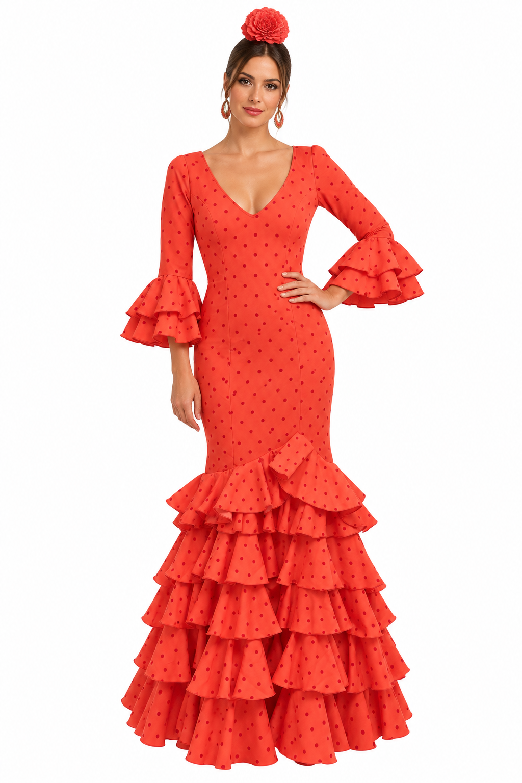 TRAJE FLAMENCA LOLA NARANJA LUNAR NARANJA