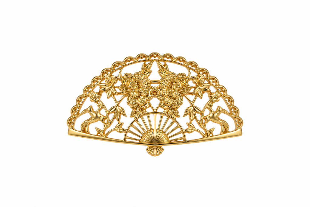 BROCHE ABANICO LABRADO DORADO