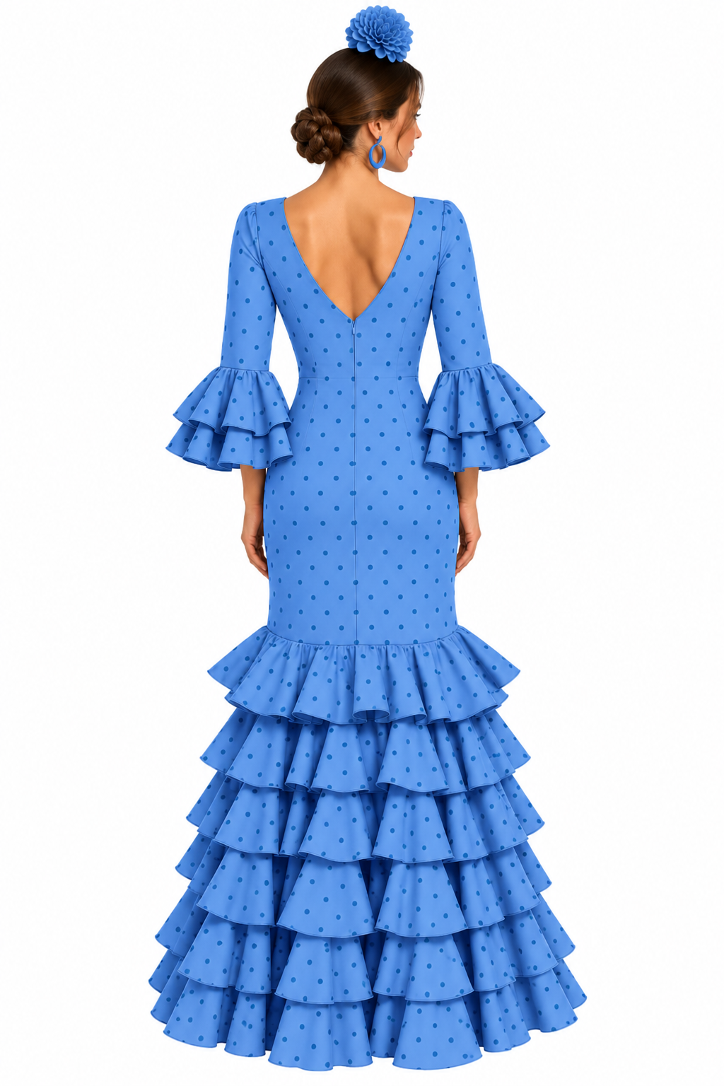 TRAJE FLAMENCA LOLA CELESTE LUNAR CELESTE