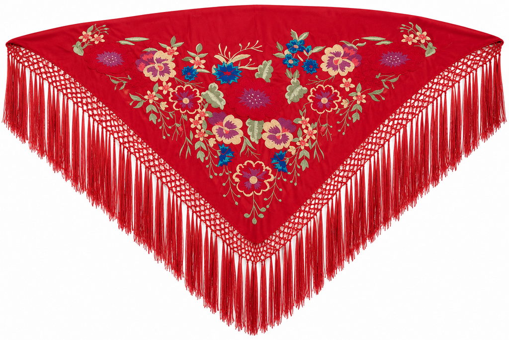 MANTON SEDA AGATHA ROJO BORDADO ROJO