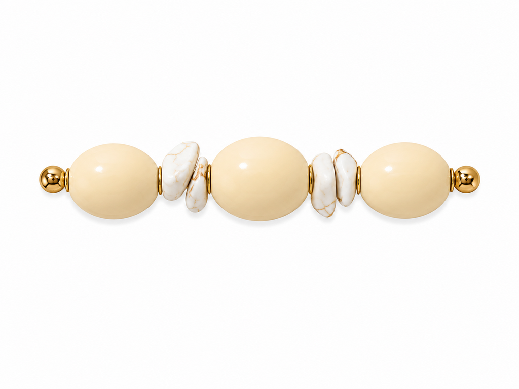 BROCHE 3 BOLAS ESTRELLA BEIGE - BLANCO