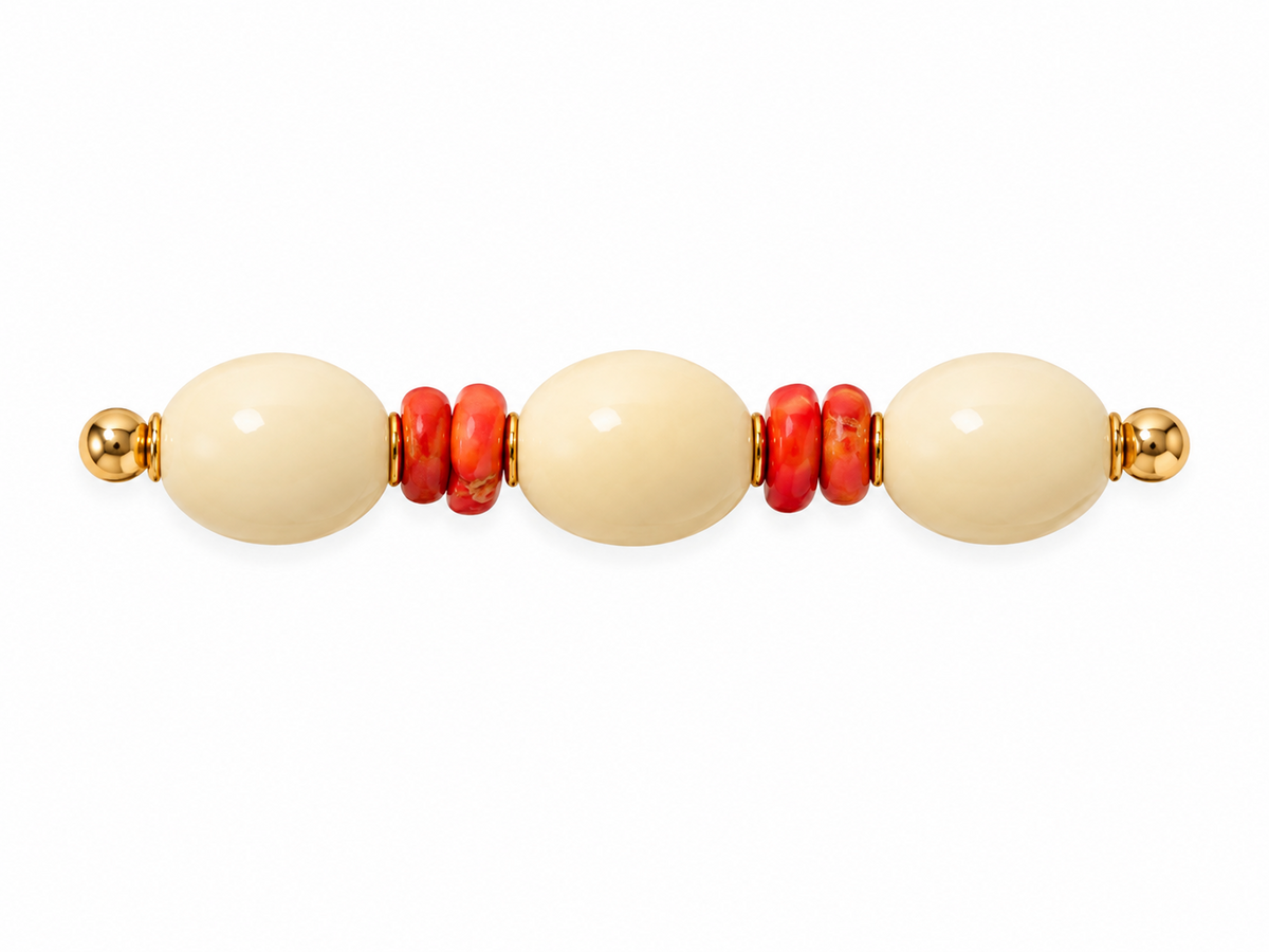 BROCHE 3 BOLAS ESTRELLA BEIGE - CORAL