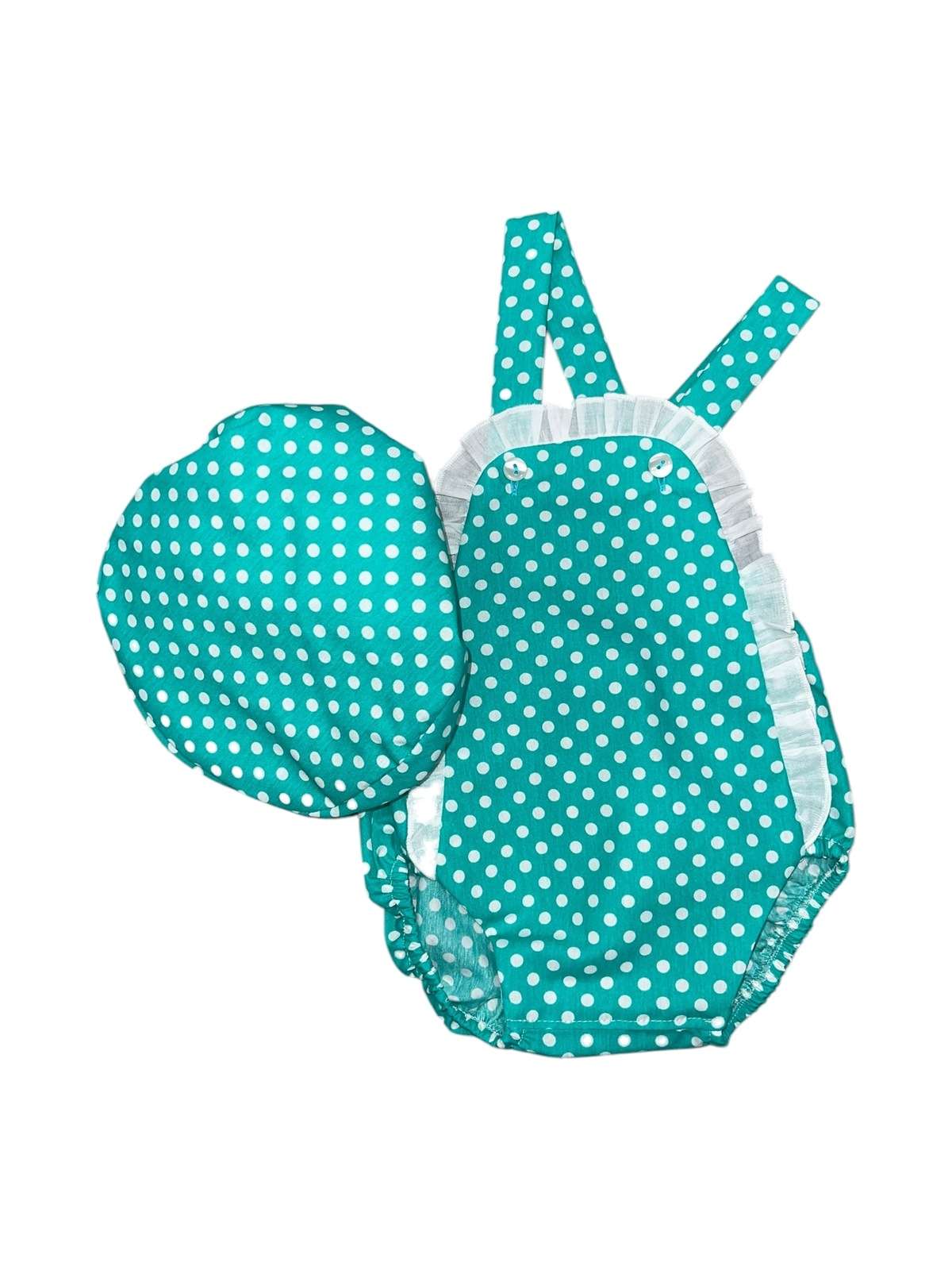 Pelele flamenco bebé verde - Lunares del Este