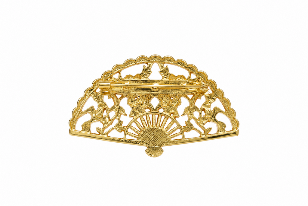 BROCHE ABANICO LABRADO DORADO