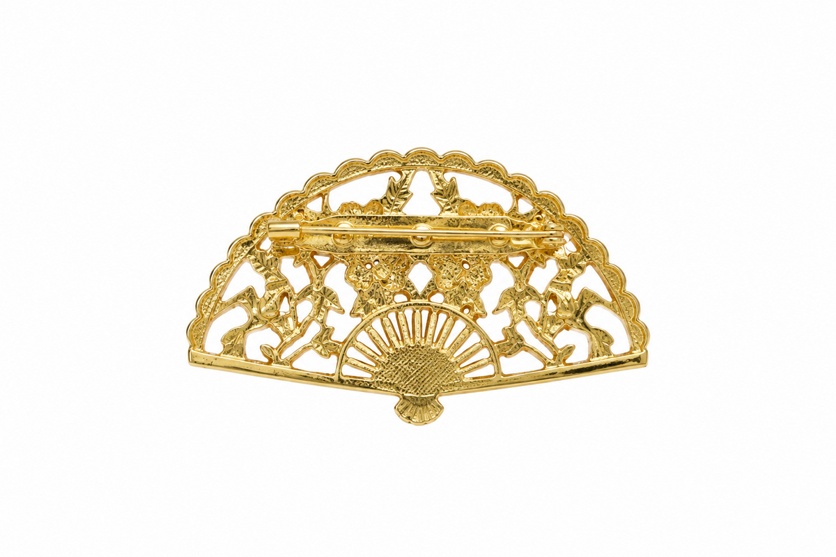 BROCHE ABANICO LABRADO DORADO