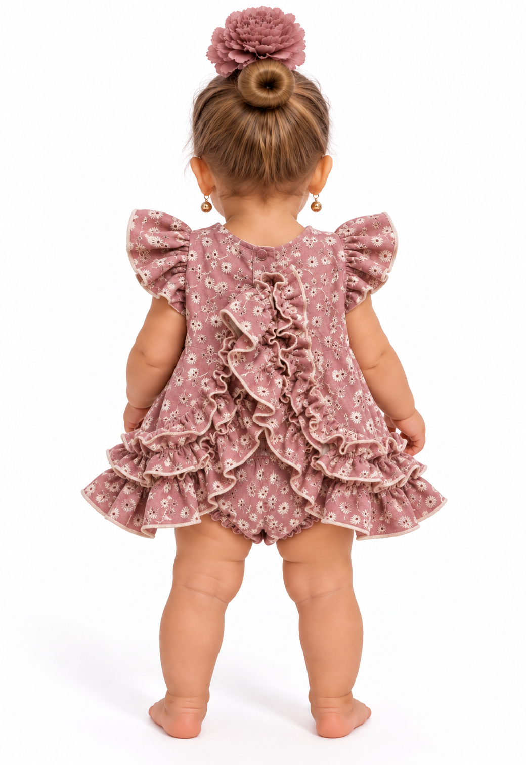 TRAJE FLAMENCA BEBE ESTRELLA MAQUILLAJE BORDADO BEIGE