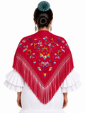 MANTON SEDA ARACELI ROJO BORDADO ROJO