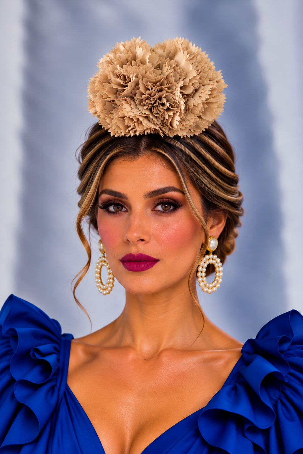 RAMILLETE 5 CLAVELES BEIGE OSCURO