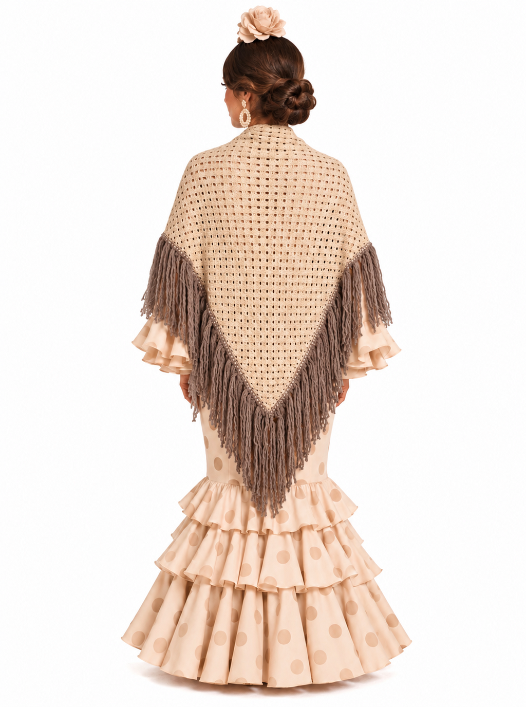 CHAL CALADO BEIGE FLECOS TOPO