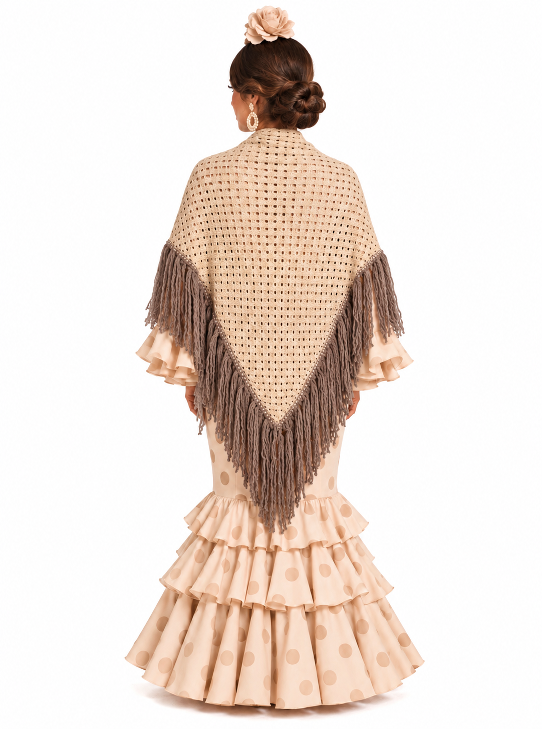 CHAL CALADO BEIGE FLECOS TOPO