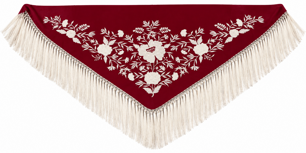 MANTON CRESPON JULIA BURDEOS BORDADO BEIGE