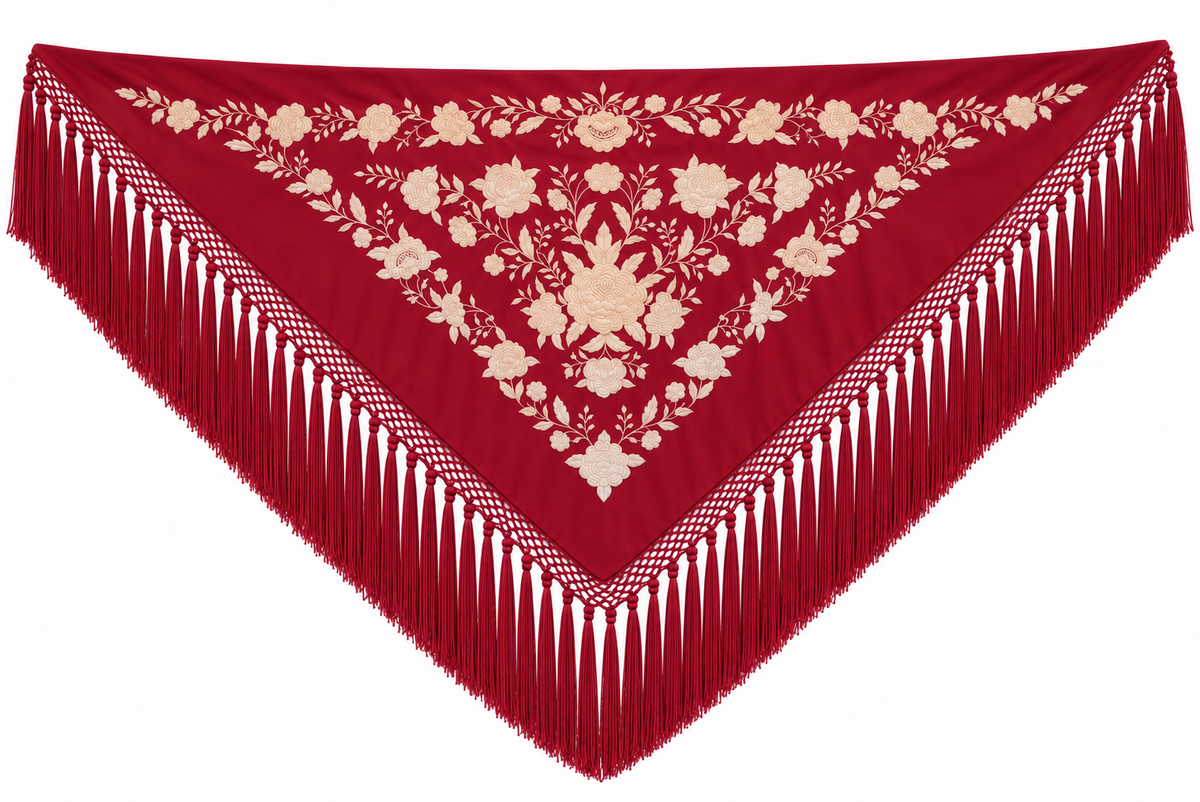 MANTON VISCOSA MARINA BURDEOS BORDADO BEIGE