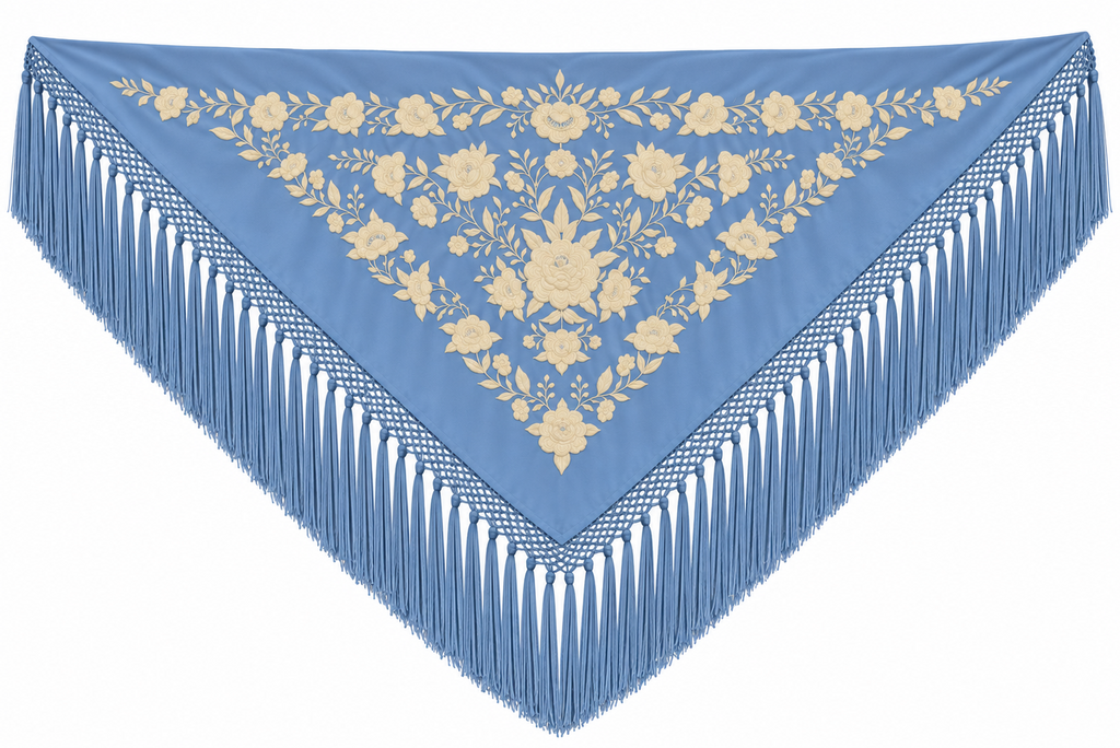 MANTON VISCOSA MARINA CELESTE BORDADO BEIGE