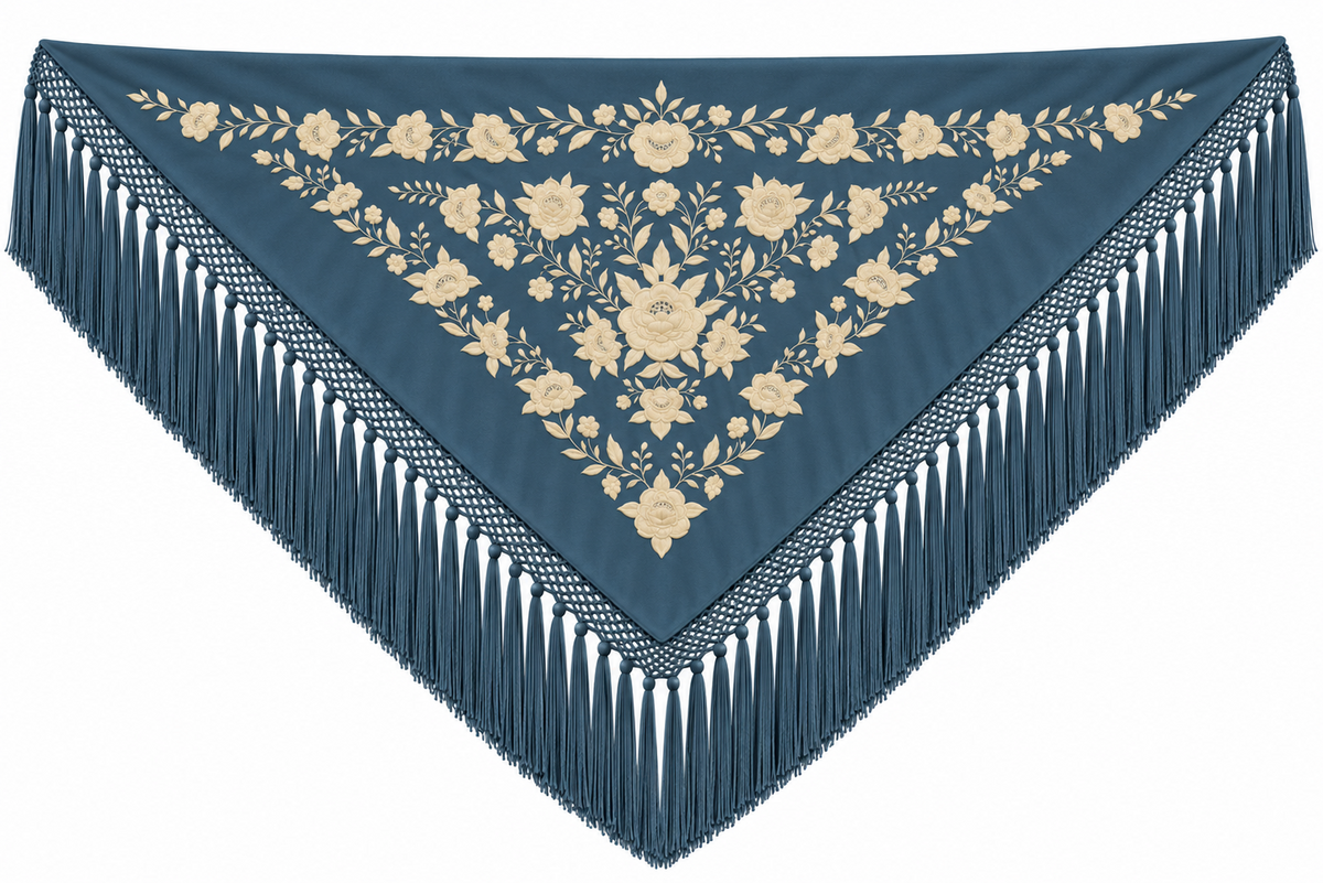 MANTON VISCOSA MARINA DUCADO BORDADO BEIGE