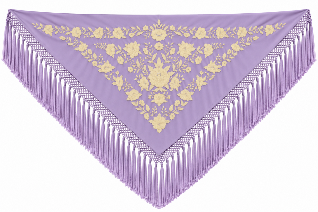 MANTON VISCOSA MARINA LILA BORDADO BEIGE